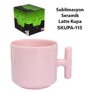 - Sublimasyon Seramik Pembe Latte Kupa - Kutulu (1)  - Sublimasyon Seramik Pembe Latte Kupa - Kutulu (1)