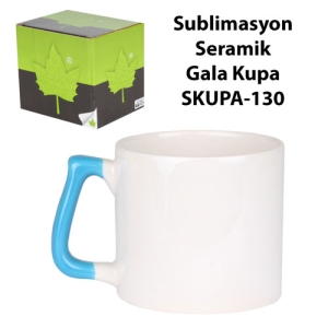 Sublimasyon Mavi Kulplu Seramik Gala Kupa - Kutulu - 3
