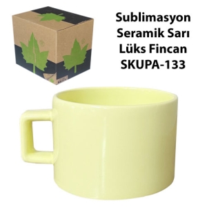 Sublimasyon Seramik Sarı Lüks Fincan - Kutulu  - 3