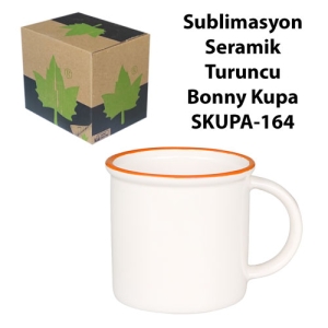 Sublimasyon Seramik Turuncu Bonny Kupa - Kutulu - 3