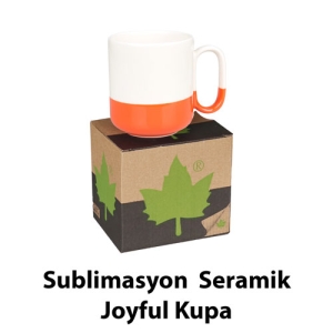 Sublimasyon Seramik Turuncu Joyful Kupa - Kutulu - 3