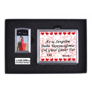 Sublimasyon Sigara Kutusu ve Kapaklı Çakmak Seti- Gümüş - 4