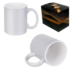 Sublimasyon Porselen Glitter (Simli) Gümüş Kupa - Kutulu - 4