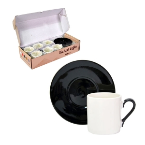 - Sublimasyon Porselen Siyah Kahve Fincanı 6 'lı Set  - Sublimasyon Porselen Siyah Kahve Fincanı 6 'lı Set