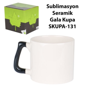 Sublimasyon Siyah Kulplu Seramik Gala Kupa - Kutulu - 3