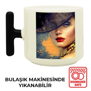 Sublimasyon Siyah Kulplu Seramik Latte Kupa - Kutulu - 3