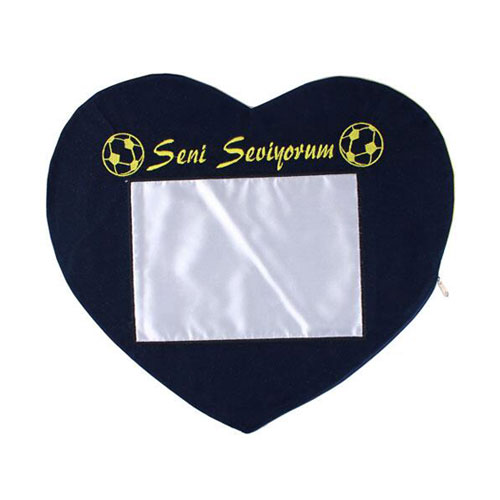 - Sublimasyon Taraftar Kalp Yastık - Sarı Lacivert  - Sublimasyon Taraftar Kalp Yastık - Sarı Lacivert