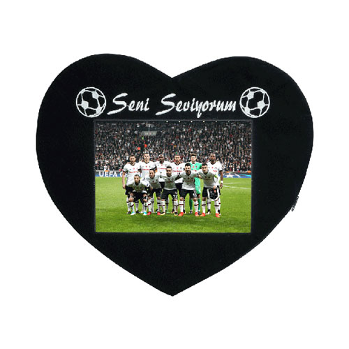 - Sublimasyon Taraftar Kalp Yastık - Siyah Beyaz (1)  - Sublimasyon Taraftar Kalp Yastık - Siyah Beyaz (1)