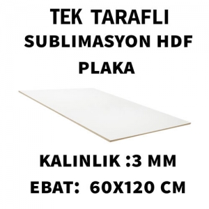 - Sublimasyon Tek Taraflı 3 mm HDF Plaka 60x120 cm  - Sublimasyon Tek Taraflı 3 mm HDF Plaka 60x120 cm