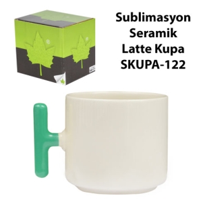 - Sublimasyon Yeşil Kulplu Seramik Latte Kupa - Kutulu (1)  - Sublimasyon Yeşil Kulplu Seramik Latte Kupa - Kutulu (1)