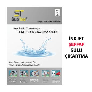 Subtec - Subtec İnkjet Şeffaf Sulu Çıkartma Kağıdı A4 (20 Adet) (1) Subtec - Subtec İnkjet Şeffaf Sulu Çıkartma Kağıdı A4 (20 Adet) (1)