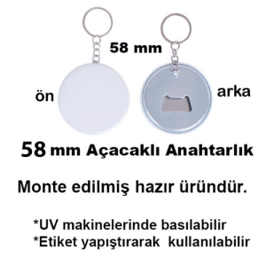 - Uv Baskı İçin 58 mm Açacaklı Anahtarlık (50 adet)  - Uv Baskı İçin 58 mm Açacaklı Anahtarlık (50 adet)