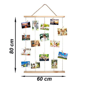 Uzun İpli Mandallı Ahşap Anı Çerçevesi 60x80 cm