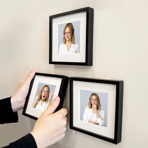  - Yapışkanlı Sök Tak 3 lü Paket Paspartulu Çerçeve - Siyah (1)